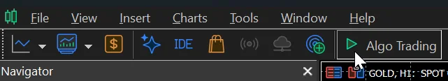 The Algo Trading button switched on